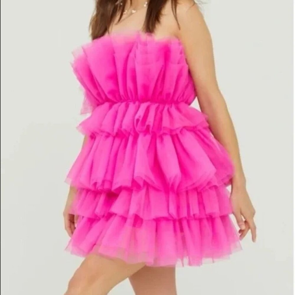 Altar'd State Daria Tiered Strapless Tulle Dress- NWT